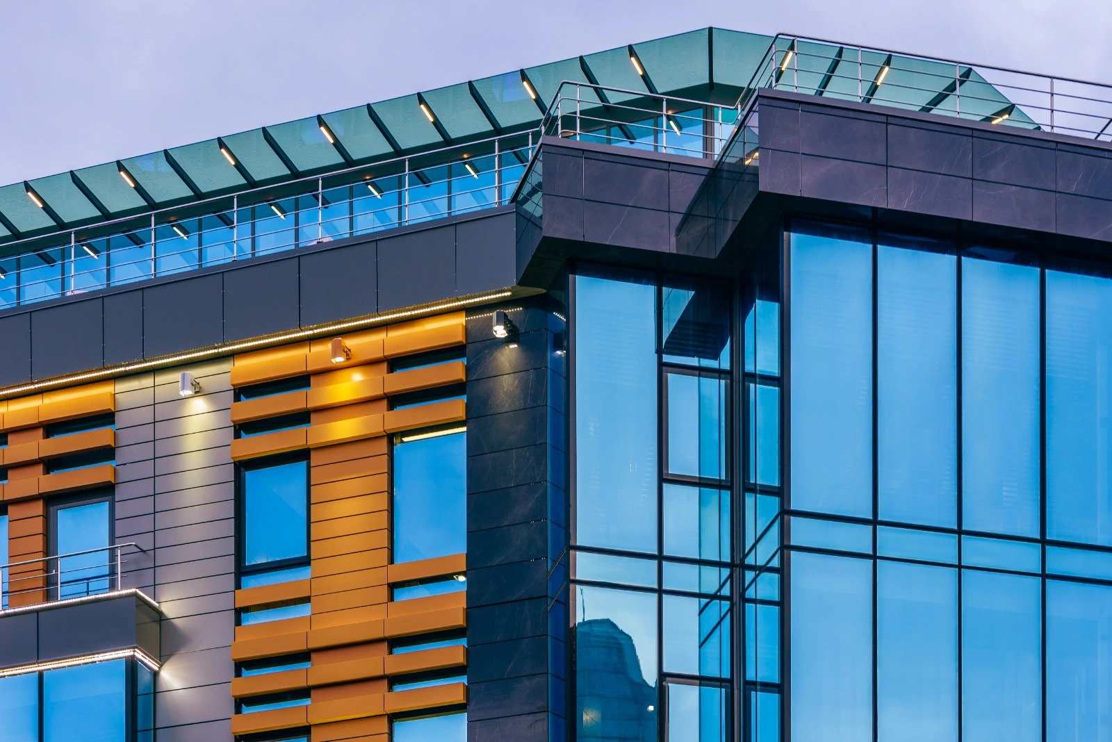Glass and composite panel façade on a commercial building